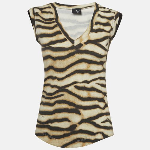 Just Cavalli Brown Animal Print Knit V-Neck Sleeveless Top S - Just Cavalli - Modalova