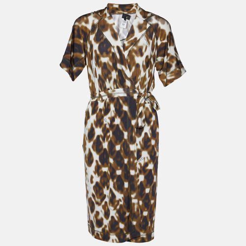 Just Cavalli Brown Printed Jersey Wrap Dress S - Just Cavalli - Modalova