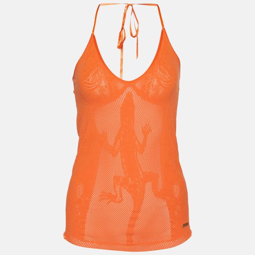 Just Cavalli Orange Eyelet Jersey Fitted Tank Top M - Just Cavalli - Modalova