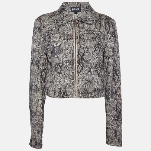 Just Cavalli Beige Animal Pattern Cotton Cropped Jacket M - Just Cavalli - Modalova