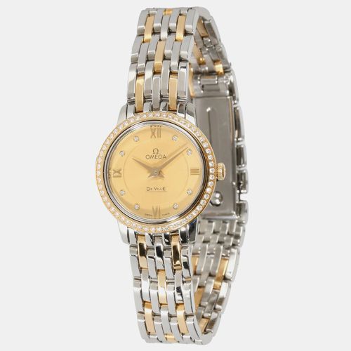 Omega Champagne Diamond 18k Yellow Gold Stainless Steel De Ville Prestige 424.25.24.60.58.001 Automatic Women's Wristwatch 24 mm - Omega - Modalova