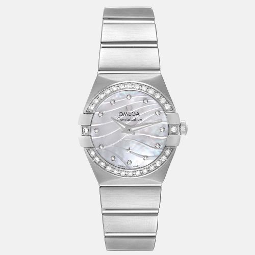 Omega White Mother Of Pearl Diamond Stainless Steel Constellation 123.15.24.60.55.006 Quartz Women's Wristwatch 24 mm - Omega - Modalova