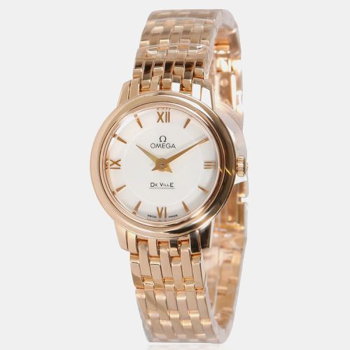 Omega White Mother of Pearl De Ville Prestige Quartz Women's Wristwatch 24 mm - Omega - Modalova