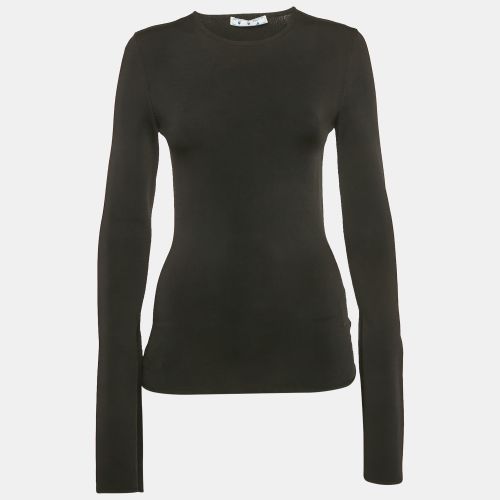 Rib Knit Back Open Fitted Top S - Off-White - Modalova
