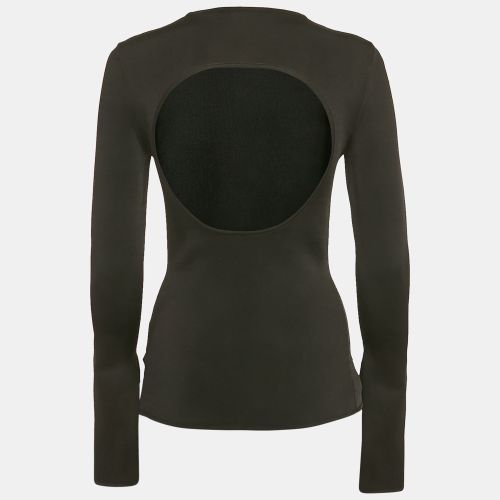 Rib Knit Back Open Fitted Top S - Off-White - Modalova
