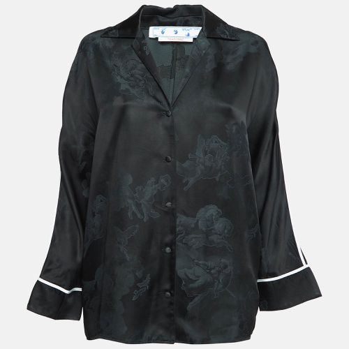 Off-White Seasonal Black Satin Jacquard Shirt M - Off-White - Modalova