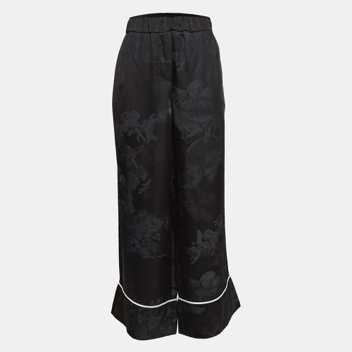 Off-White Seasonal Black Satin Jacquard Wide Leg Trousers M - Off-White - Modalova