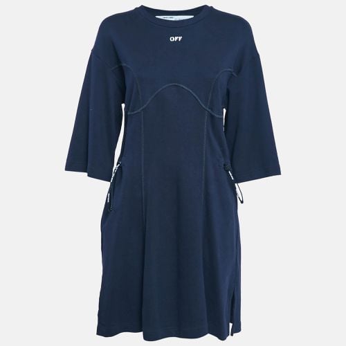 Off-White Navy Blue Cotton Knit Adjustable Waist Short Dress M - Off-White - Modalova