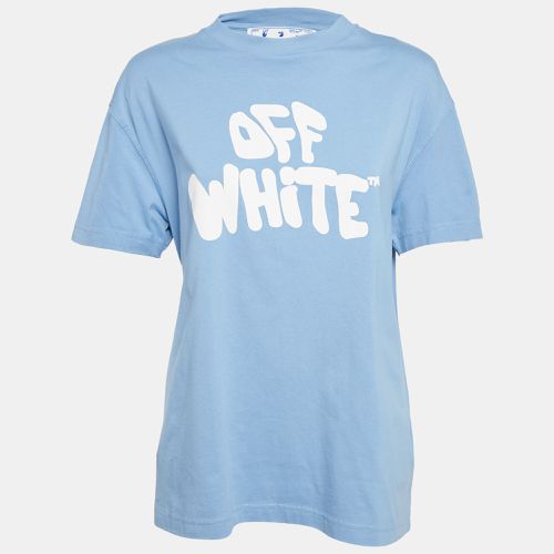 Off-White Blue Logo Print Jersey Cotton Crew Neck T-Shirt S - Off-White - Modalova