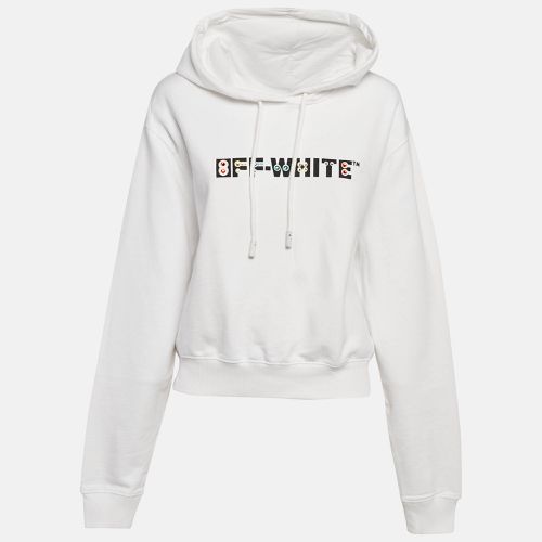 Off-White White Logo Embellished Cotton Hoodie M - Off-White - Modalova