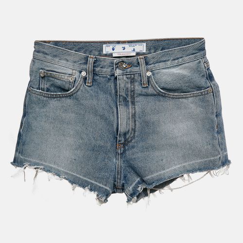 Off-White Blue Denim Raw Edge Shorts S Waist 26" - Off-White - Modalova