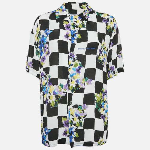 Off-White Check Floral Print Crepe Shirt S - Off-White - Modalova