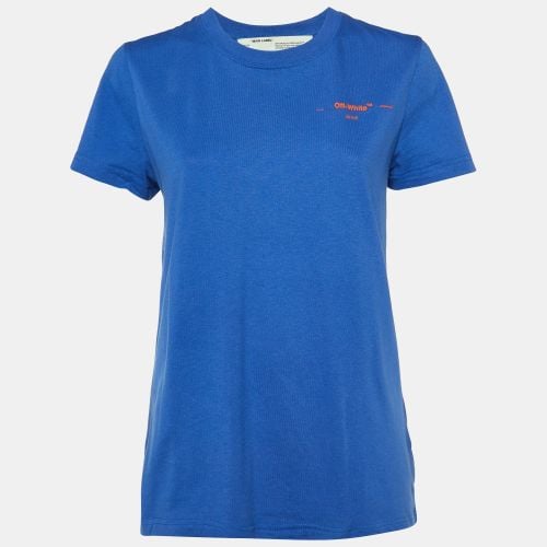 Off-White Blue Coral Embroidered Cotton Crew Neck T-Shirt XS - Off-White - Modalova