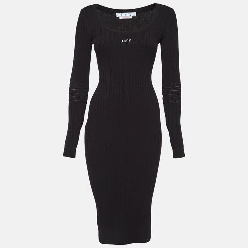 Off-White Logo Print Black Rib Knit Bodycon Dress M - Off-White - Modalova