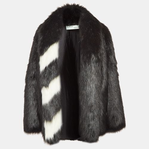 Off-White Black Faux Fur Front Open Overcoat M - Off-White - Modalova