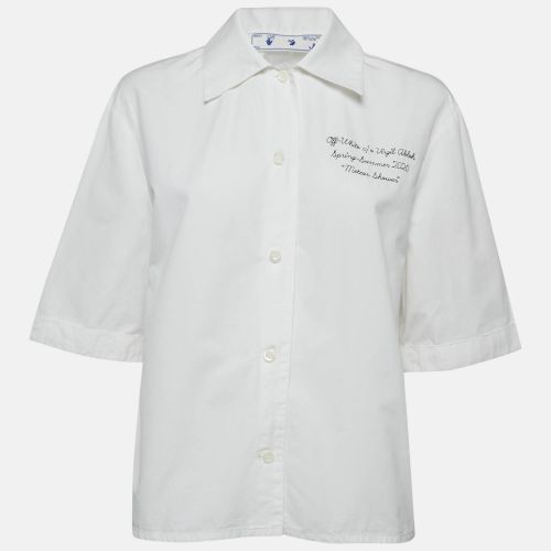 Off-White White Embroidered Cotton Short Sleeves Shirt S - Off-White - Modalova