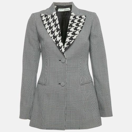 Off-White Black/ White Prince Of Whales Wool Single Breasted Blazer S - Off-White - Modalova