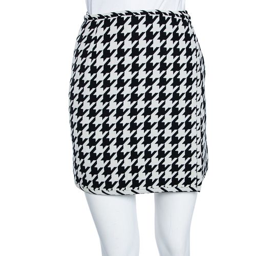 Off-White Monochrome Houndstooth Print Wool Mini Wrap Skirt S - Off-White - Modalova