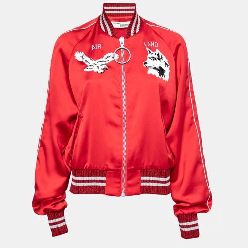 Off-White Red Satin Rib Knit Trimmed Greenland Bomber Jacket M - Off-White - Modalova