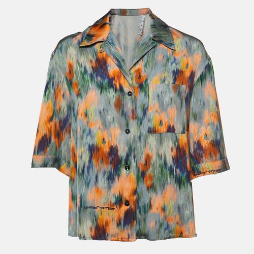 Off-White Multicolor Romantic Print Satin Bowling Shirt S - Off-White - Modalova