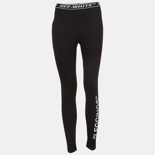 Off-White Black Logo Print Stretch Knit Leggings XS - Off-White - Modalova