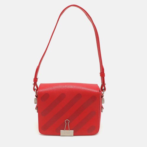 Off-White Red Diagonal Striped Leather Flap Crossbody Bag - Off-White - Modalova