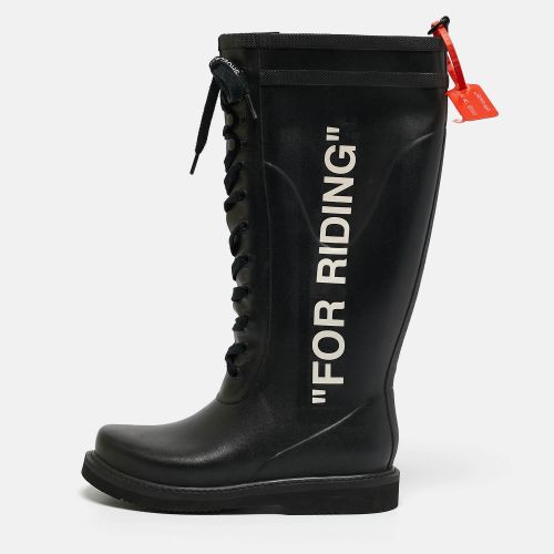 Off-White Black Rubber Quote-Motif Riding Boots Size 40 - Off-White - Modalova