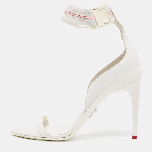 Off-White White Leather and Canvas Ankle Strap Sandals Size 39 - Off-White - Modalova