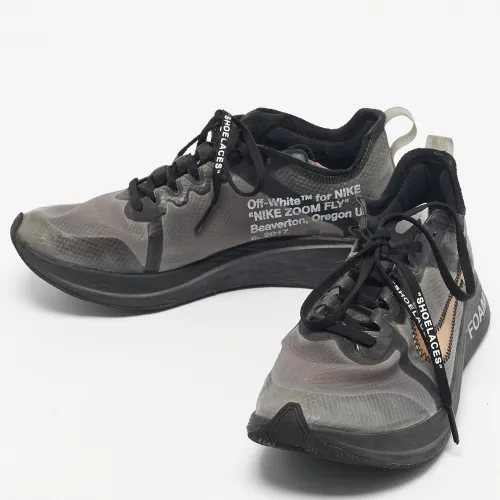 Off White x Nike Black/Silver Mesh And Polyurethane Zoom Fly Low Top Sneakers Size 40,5 - Off-White x Nike - Modalova