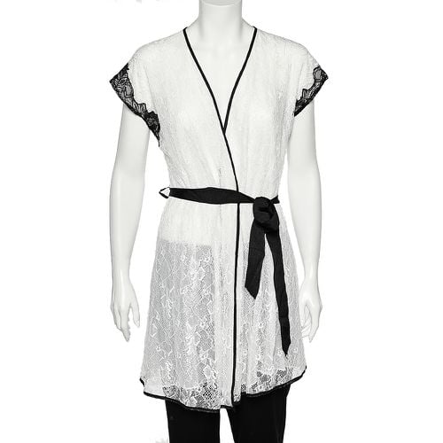 Oscar de la Renta Monochrome Lace Nightwear Wrap Dress M - Oscar de la Renta - Modalova