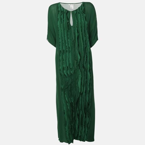 Oscar de la Renta Green Knit Silk Kaftan Dress S - Oscar de la Renta - Modalova