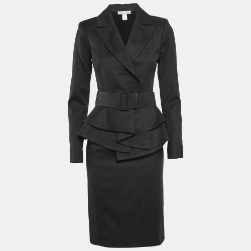 Oscar de la Renta Charcoal Grey Wool Skirt Suit S - Oscar de la Renta - Modalova