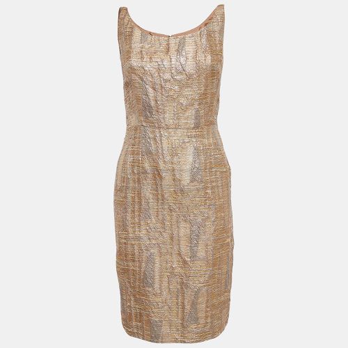 Oscar de la Renta Metallic Jacquard Short Sheath Dress L - Oscar de la Renta - Modalova