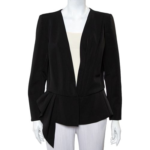 Oscar de la Renta Black Knit Draped Detail Collarless Button Front Blazer XL - Oscar de la Renta - Modalova