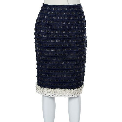 Synthetic & Faux Leather Trim Pencil Skirt M - Oscar de la Renta - Modalova