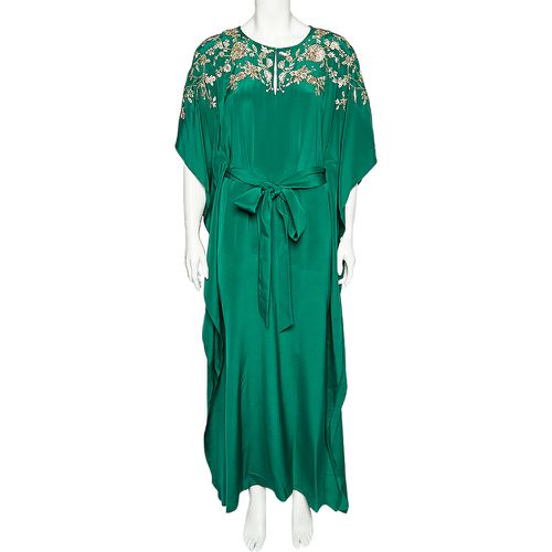 Silk Embellished Belted Kaftan Dress M - Oscar de la Renta - Modalova