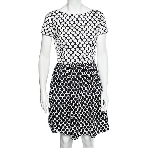 Oscar de la Renta Monochrome Polka Dot Print Cotton Dress S - Oscar de la Renta - Modalova