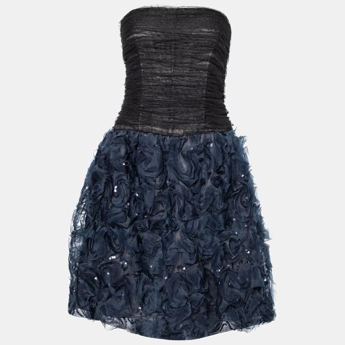 Tulle & Floral Silk Sequin Embellished Mini Dress L - Oscar de la Renta - Modalova