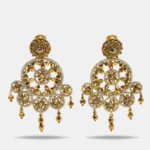 Oscar de la Renta Crystal Beads Gold Tone Earrings - Oscar de la Renta - Modalova