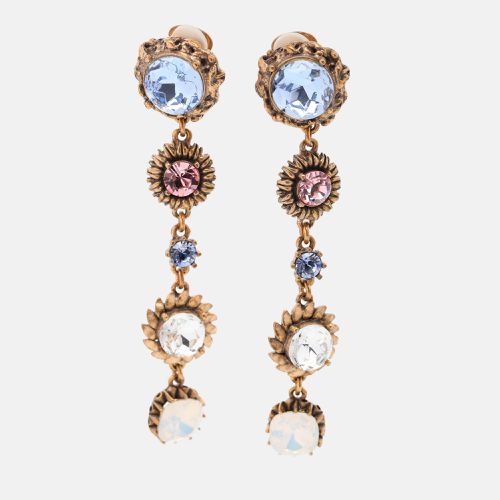 Oscar de la Renta Gold Tone Multicolor Crystal Drop Earrings - Oscar de la Renta - Modalova