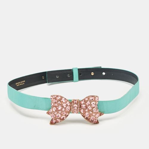 Oscar de la Renta Green Satin Crystals Bow Waist Belt S - Oscar de la Renta - Modalova