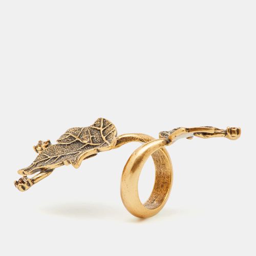 Oscar de la Renta Crystal Gold tone Leaf Cocktail Ring Size 52 - Oscar de la Renta - Modalova