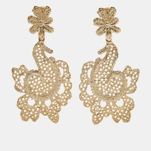 Oscar de la Renta Gold Filigree Floral Clip On Earrings - Oscar de la Renta - Modalova