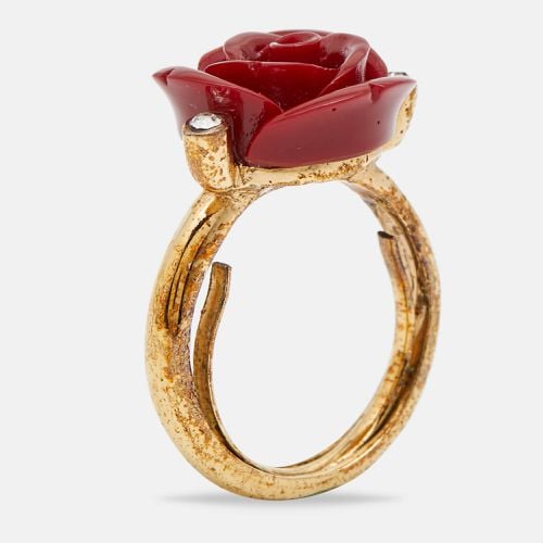 Oscar de la Renta Red Resin Rose Cocktail Ring Size EU 51 - Oscar de la Renta - Modalova