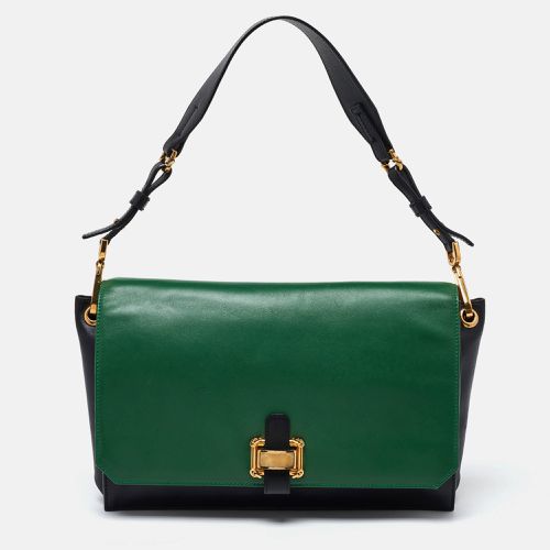 Oscar de la Renta Green/Black Leather Flap Shoulder Bag - Oscar de la Renta - Modalova