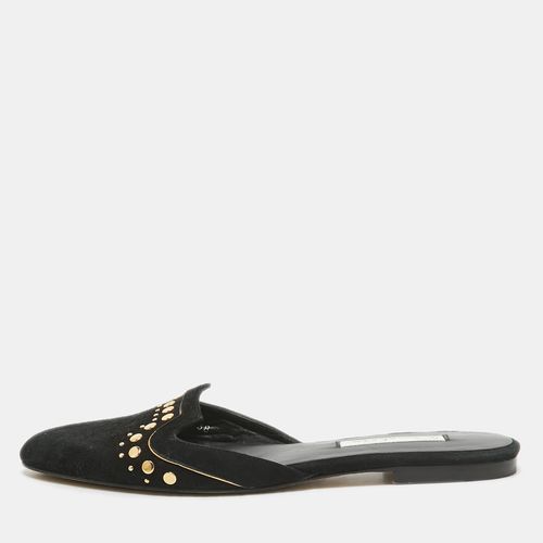 Oscar de la Renta Black Suede Studded Flat Mules Size 38 - Oscar de la Renta - Modalova