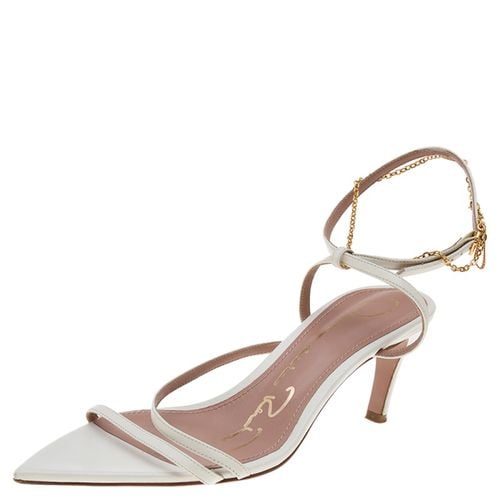 Oscar de la Renta White Leather Ankle Strap Sandals Size 37.5 - Oscar de la Renta - Modalova