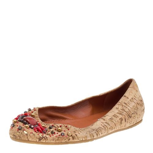 Oscar de la Renta Beige Leather Embellished Flats Size 37.5 - Oscar de la Renta - Modalova