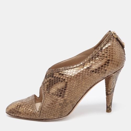 Oscar de la Renta Btown/Gold Python Booties Size 40.5 - Oscar de la Renta - Modalova