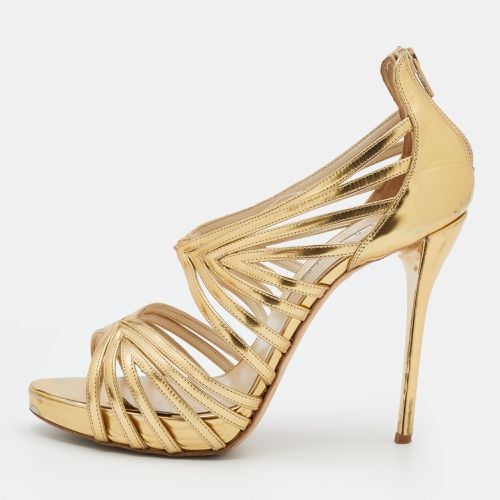 Oscar de la Renta Metallic Gold Leather Ankle Strap Platform Sandals Size 40 - Oscar de la Renta - Modalova